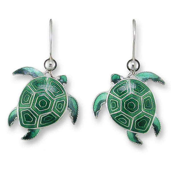 Turtle Sterling Silver Drop Earrings 32-33-01