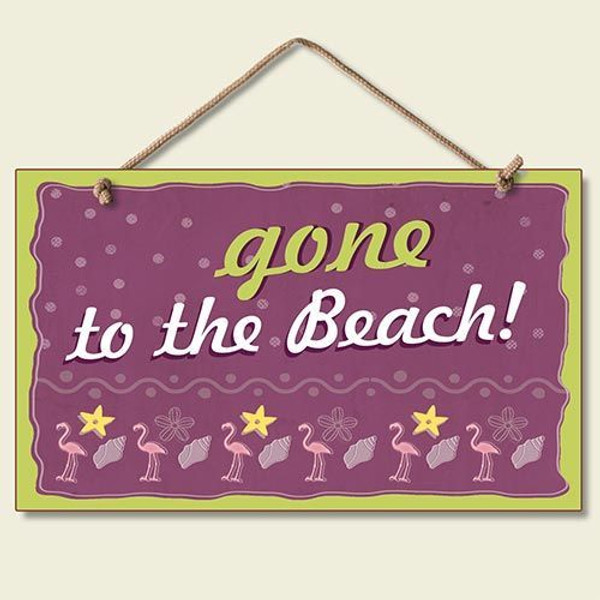 Pink Flamingo Sign "Gone to the Beach" - 41-046