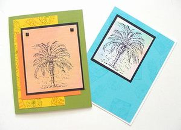 Palm Tree Greeting Note Card - Beautiful Hand Crafted – Blue