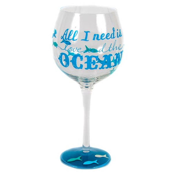 Ocean Hand Painted Wine Glass 18oz 26025C