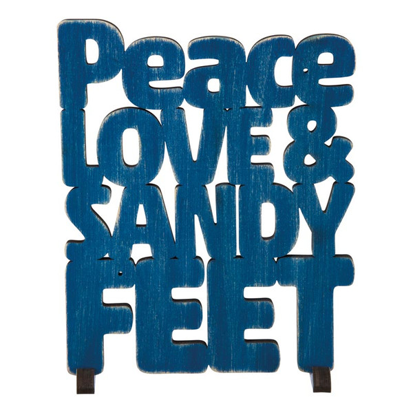 Wood Art Peace Love Sandy Feet Sign 26666