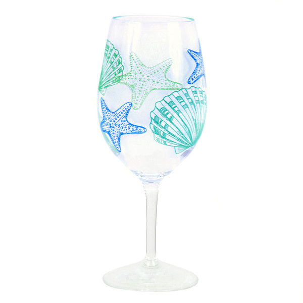 Shatterproof Starfish Shell Wine Glass Acrylic 20oz - 25246