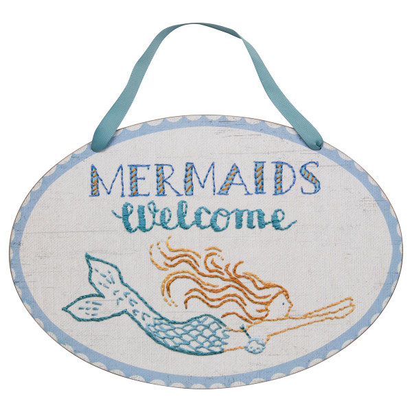 Mermaids Welcome Wood 14" x 9" Sign - 27537