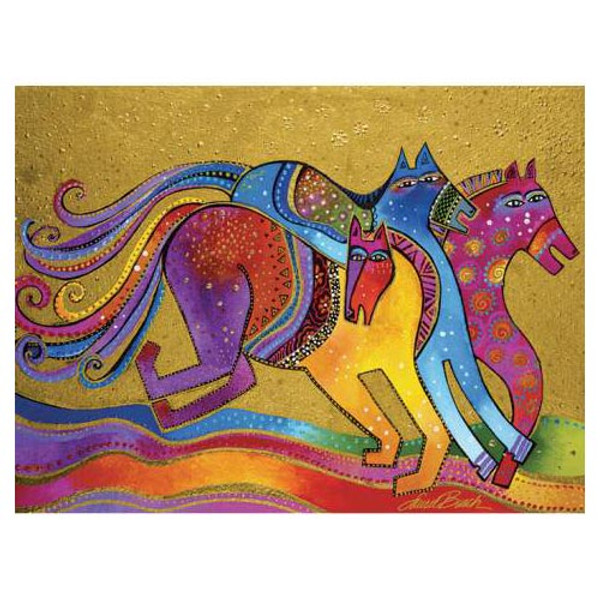 Laurel Burch Canvas Caballos de Colores Horses 12x16 Wall Art LB26007