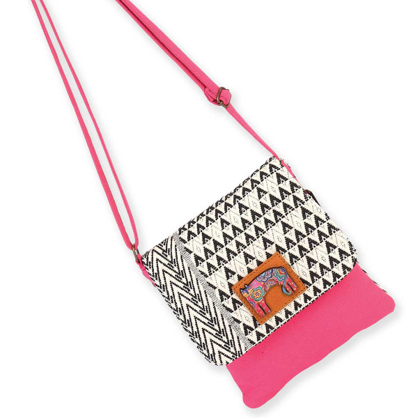 Laurel Burch Bohemian Whiskers Cats Flap Over Woven Crossbody Tote - LB5905A