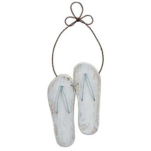 Wooden Flip Flops Ornament Gray 15395G