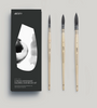 Artify 3 Pcs Professional Natural Squirrel Hair Watercolor Mop Brush Set | French Quill