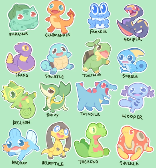 Derptiles: Pokemon Stickers
