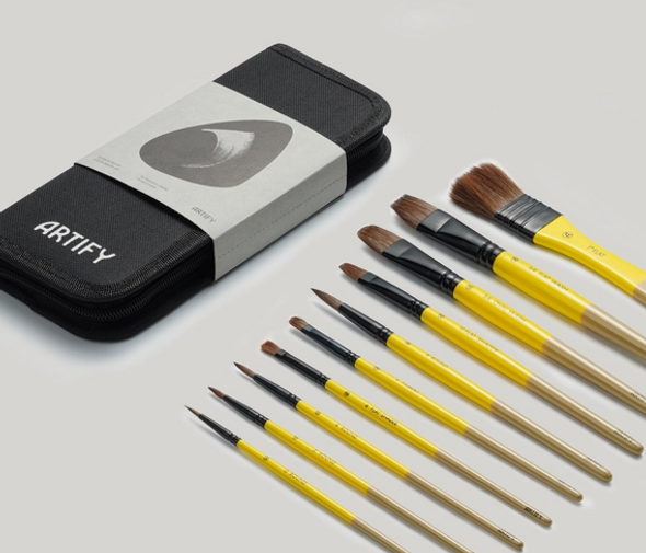 Artify 10 Pcs Natural Horse Hair Paint Brush Set