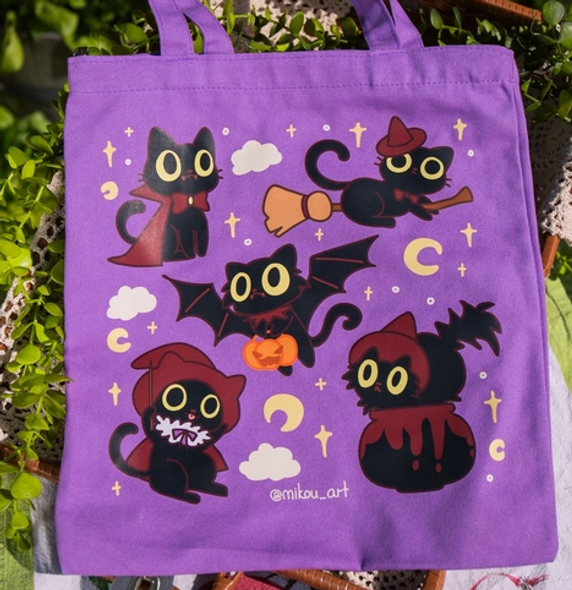 Vampire Cats Cotton Tote Bag