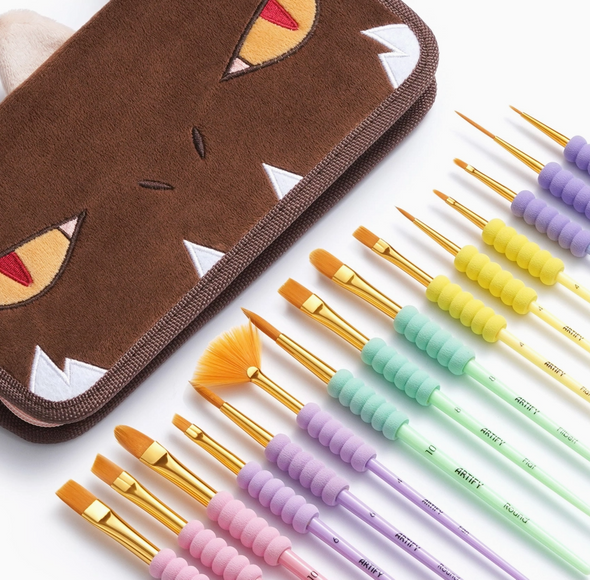 Artify All-Purpose Paint Brushes For Kids with Cute Dino Bag, Ideal For Kids Arts & Crafts