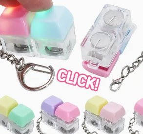 Pastel Led Light-Up Clicky Keycap Fidget Keychain