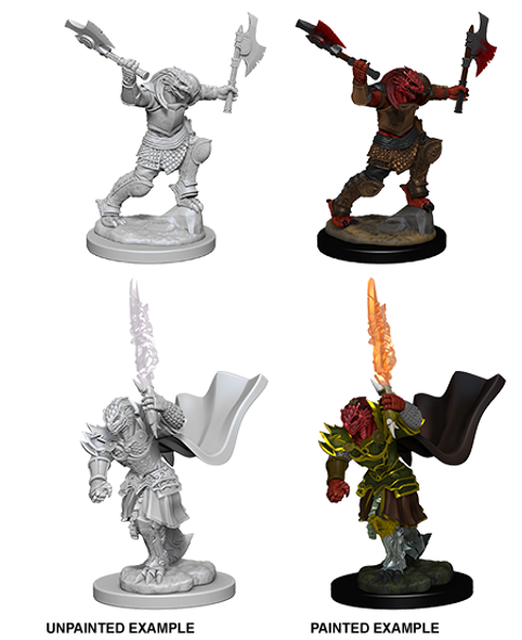 Dragonborn Female  Fighter (axe, fire sword) :  Dungeons and Dragons Nolzur's Marvelous Unpainted Miniatures
