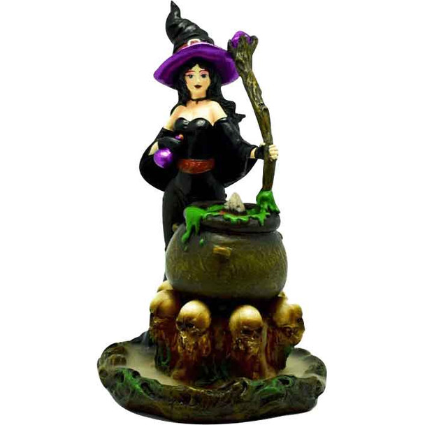 Witch with Cauldron Backflow Incense Burner