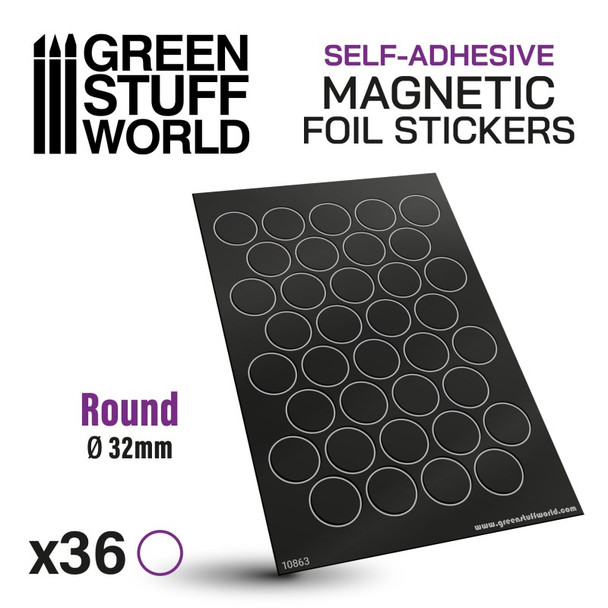 Self-Adhesive Magnetic Base Stickers 32mm - Round