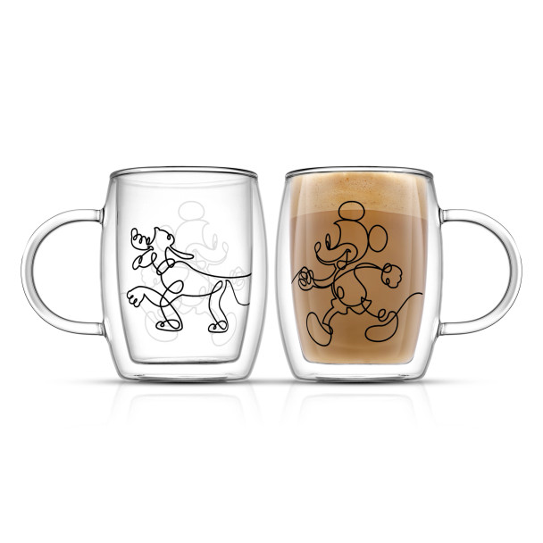 Disney Mickey and Pluto Coffee Glasses 13.5oz - Set of 2