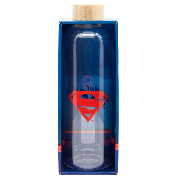 LARGE GLASS BOTTLE 1030 ML SUPERMAN SYMBOL