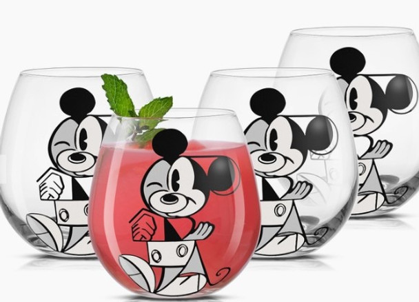 Disney Mickey Mouse Constructive Stemless Glasses, Set of 4