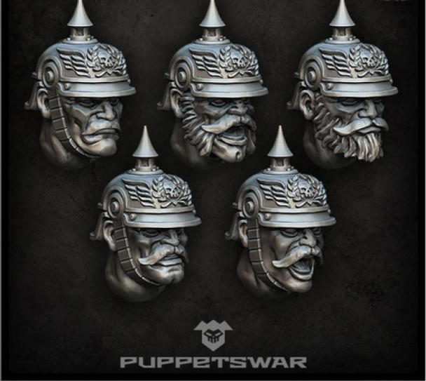 Puppetswar: (Accessory) Prussian Troopers Heads (5)