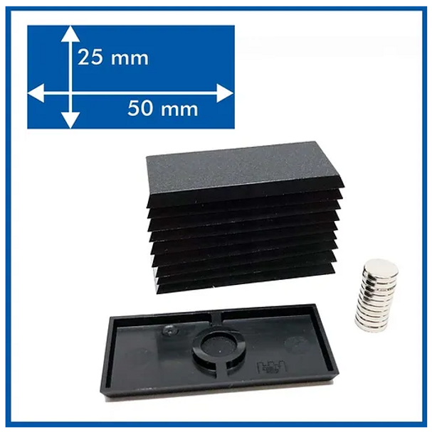 Rectangle - 50mmx25mm Base with included Magnets - 10 Pack