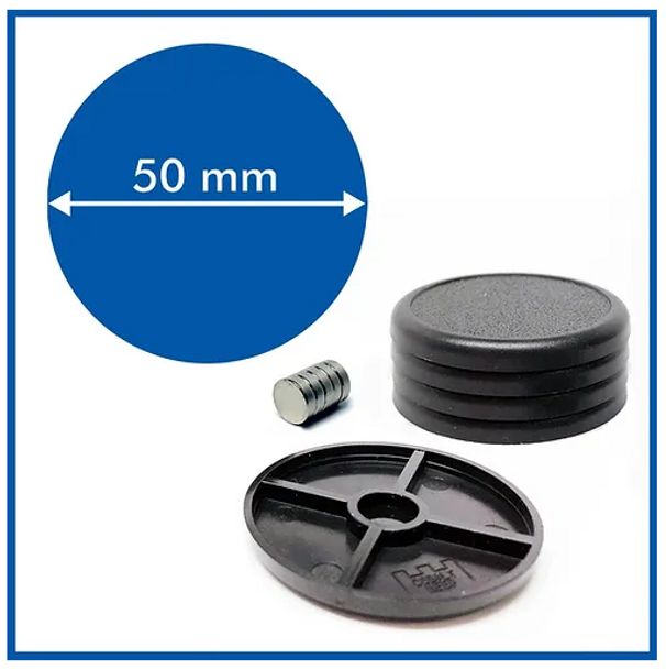Round Lipped - 50mm Base with included Magnets - 5 Pack