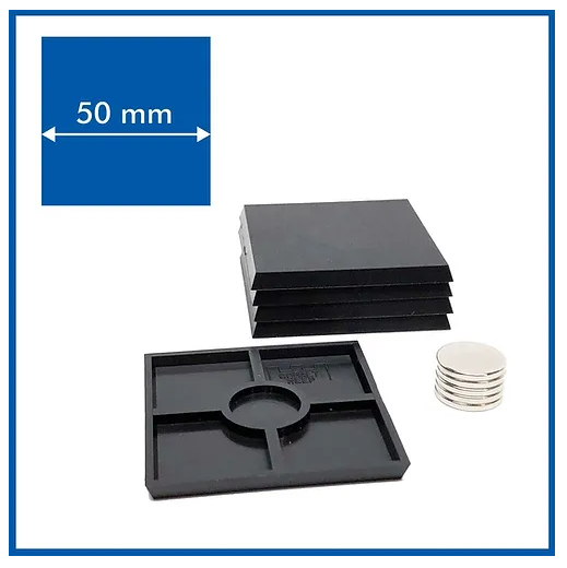 Square - 50mm Base with included Magnets - 5 Pack