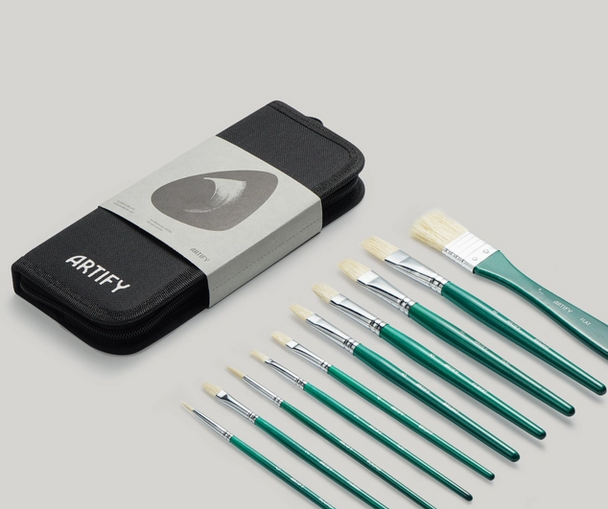 Artify 10 Pcs Hog Hairs Paint Brush Set