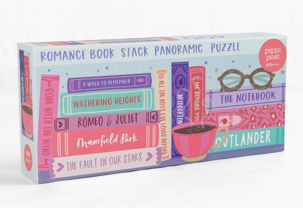 Romance Novels Bookshelf - 400 Piece Panoramic Jigsaw Puzzle