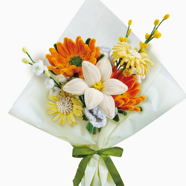 Diy Chenille Flower Bouquet Kit – Orange Mix