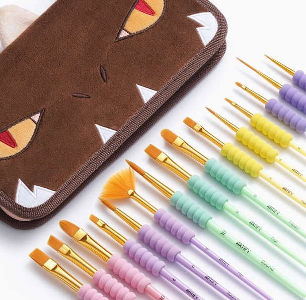 Artify All-Purpose Paint Brushes For Kids with Cute Dino Bag, Ideal For Kids Arts & Crafts