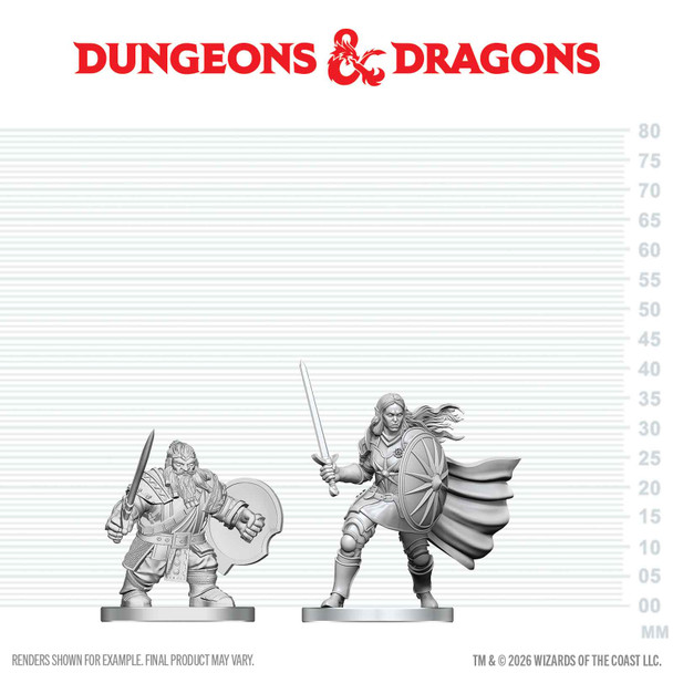 DND NOLZUR'S MARVELOUS UNPAINTED MINIATURES: W29 DWARF FIGHTER N ORC PALADIN