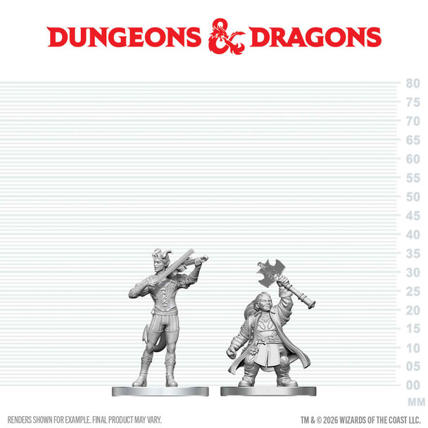 DND NOLZUR'S MARVELOUS UNPAINTED MINIATURES: W29 TIEFLING BARD N DWARF CLERIC