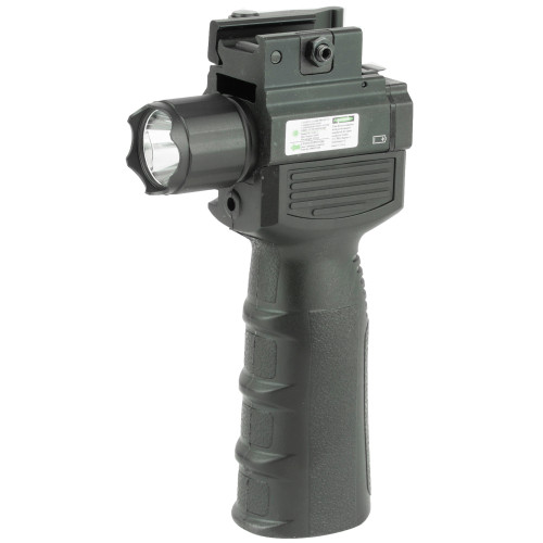 NcSTAR VAQVGFLGV2 Vertical Foregrip with Integrated Flashlight and Green Laser for Weaver/Picatinny Rails