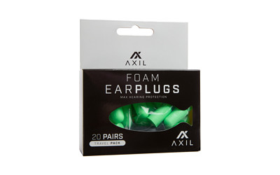 AXIL Foam Ear Plugs 20 Pair Travel Pack - Reusable Hearing Protection for Indoor and Outdoor Activities