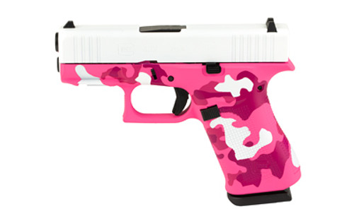 GLOCK 43X 9mm Sub-Compact Striker-Fired Pistol with Pink Commando Finish - Part Number UX4350204FRNPINKSKY