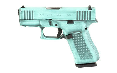 GLOCK 43X 9mm Sub-Compact Pistol with Custom Robins Egg Blue Cerakote Finish