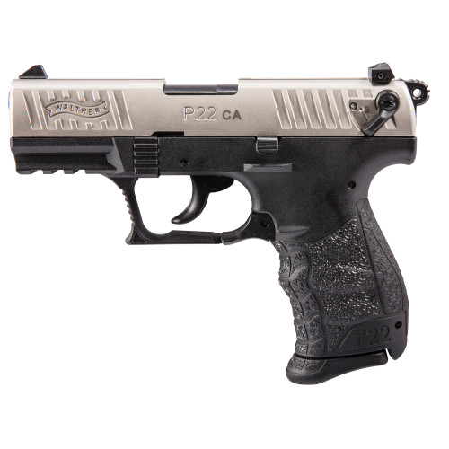 Walther P22-CA, Double Action/Single Action, Semi-automatic, Polymer Frame Pistol, Compact, 22LR, 3.4 Barrel, Nickel, Adjustable Sights, 10 Rounds, 2 Magazines, California Compliant 5120336