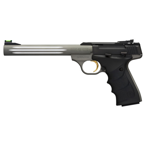 Browning Buck Mark Model BRN051462490 22 LR Semi-Automatic Pistol with 7.25-inch Fluted Barrel and Fiber Optic Sights Browning Buck Mark Model BRN051462490 22 LR Semi-Automatic Pistol with 7.25-inch Fluted Barrel and Fiber Optic Sights