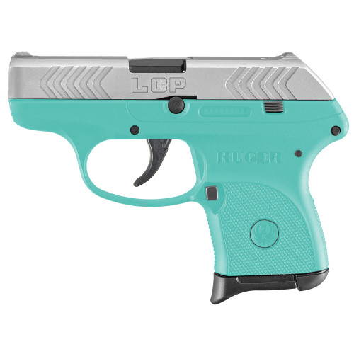 Ruger LCP 380 ACP Compact Semi-Automatic Pistol with 2.75-Inch Barrel in Turquoise and Silver Ruger LCP 380 ACP Compact Semi-Automatic Pistol with 2.75-Inch Barrel in Turquoise and Silver