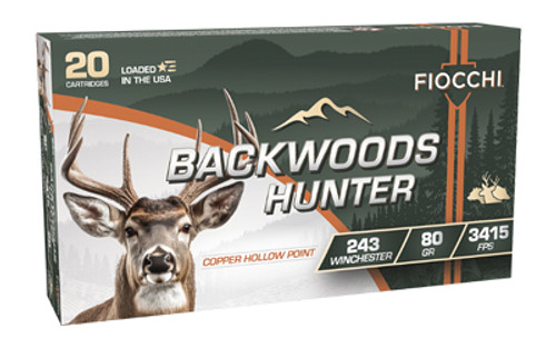 Fiocchi Ammunition Backwoods Hunter .243 Winchester 80-Grain Copper Bullets - Pack of 20 Fiocchi Ammunition Backwoods Hunter .243 Winchester 80-Grain Copper Bullets - Pack of 20