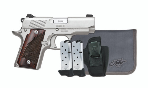 Kimber Micro 9 Stainless 9mm Semi-Auto Pistol with Rosewood Grips and Two Magazines