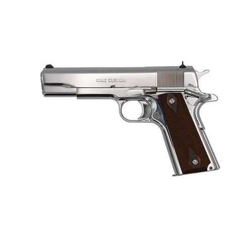 Colt Government 38 Super Polished Stainless Steel Semi-Auto Pistol with Rosewood Grips