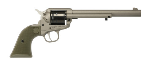 Ruger Wrangler .22 LR Revolver with Silver Cerakote Finish and Green Synthetic Alloy Frame