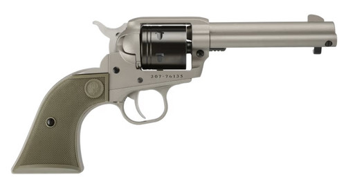 Ruger Wrangler .22 LR Revolver with Silver Cerakote Finish and Green Synthetic Frame