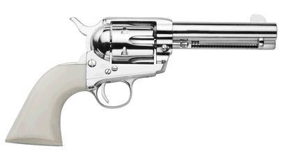 Traditions 1873 Single Action Revolver in 45 Colt with Nickel Finish and White PVC Grips