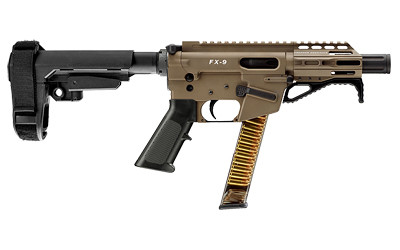 Freedom Ordnance FX-9 Pistol with SBA3 Brace in Flat Dark Earth – 9mm, 4-inch Barrel, 32-Round Capacity