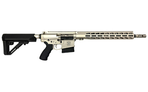 WMD Guns BO, Semi-automatic, AR, 8.6 Blackout, 16 Barrel, 1:3 Twist, Carbine Length Gas System, Direct Impingement, NiB-X Finish, Silver, Free Floating M-LOK Handguard, Black Pistol Grip, 10 Rounds, 1 Magazine, Includes Tactical Bag and Box of Amm...