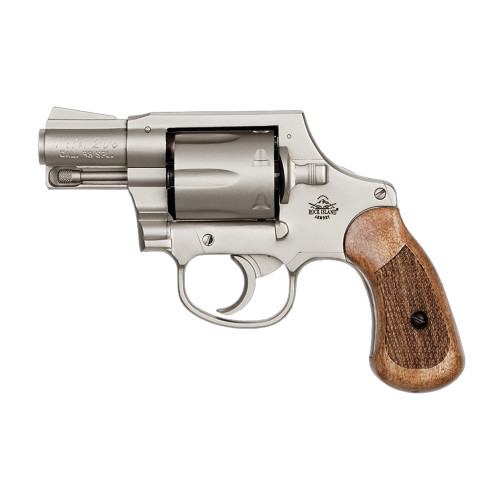 Armscor Rock Island M206 38 Special 2-Inch Spurless Revolver with Checkered Wood Grip and Nickel Finish