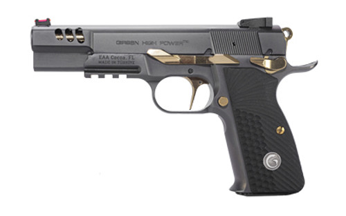 Girsan MCP35, Negotiator, TALO Edition, Semi-automatic, Single Action Only, Full Size, 9MM, 4.87 Gold Barrel, Steel Framed Pistol, Titanium Nitrate Finish, G10 Grips, Ambidextrous Safety, Dovetail Rear Adjustable Sights, Fiber Optic Front Sight, A...