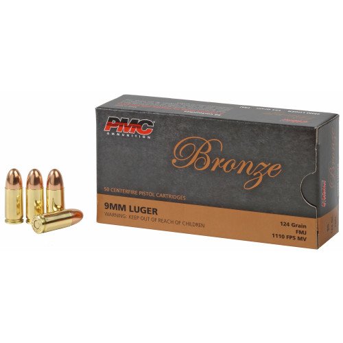 PMC Ammunition 9mm Bronze Full Metal Jacket 124 Grain - Pack of 50 Rounds PMC Ammunition 9mm Bronze Full Metal Jacket 124 Grain - Pack of 50 Rounds
